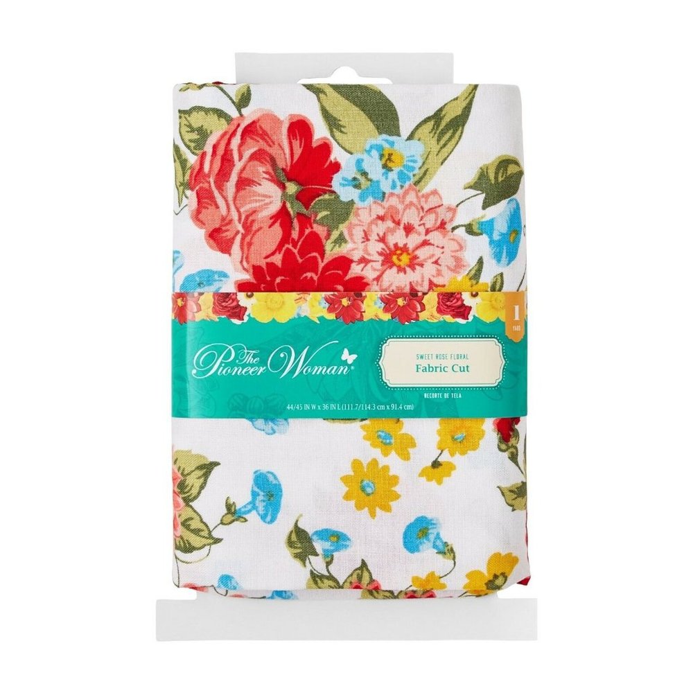 The Pioneer Woman Sweet Rose Floral Sewing Fabric Pre-Cut Cotton 44-in x 1 Yard